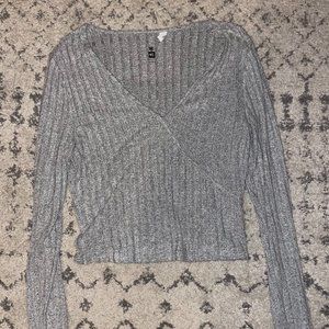 Gray wrap long sleep shirt